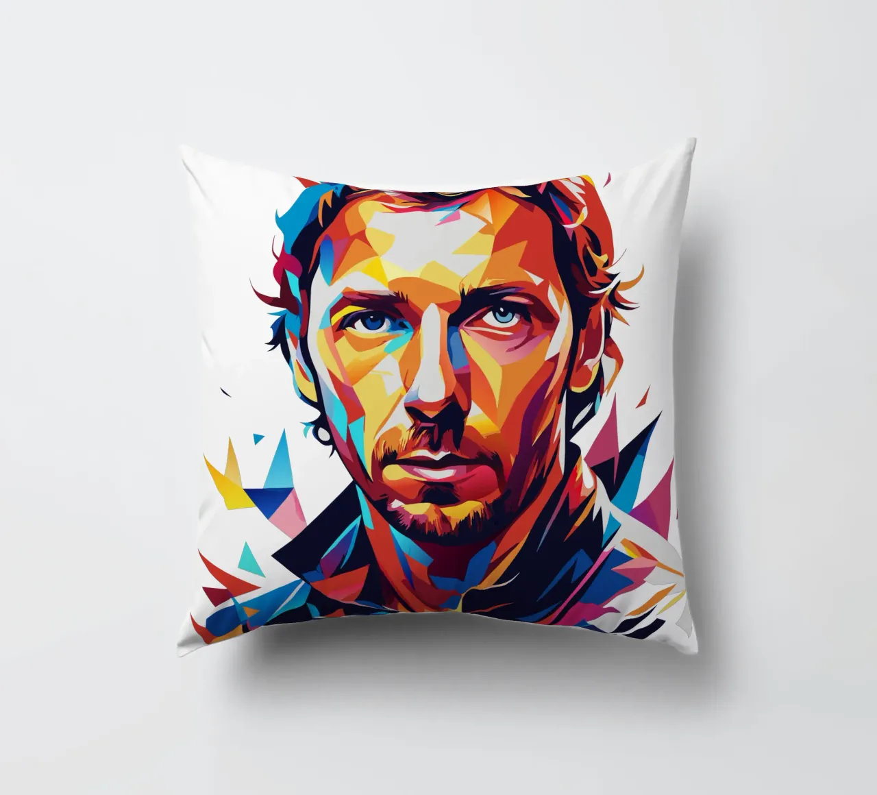 Chris Martin Portrait in WPAP Pop Art cuscino da vectorartnesia