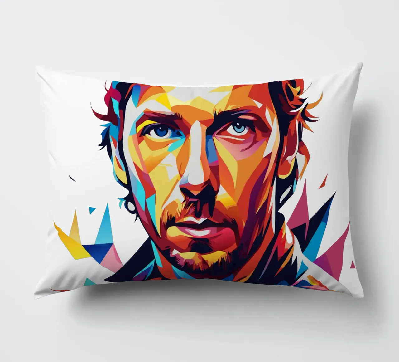 Chris Martin Portrait in WPAP Pop Art cuscino da vectorartnesia