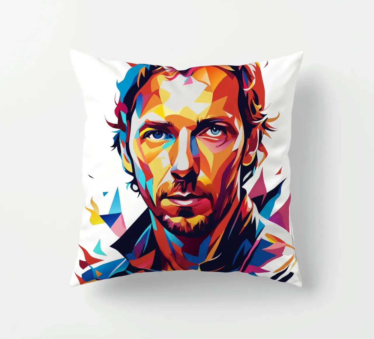 Chris Martin Portrait in WPAP Pop Art cuscino da vectorartnesia