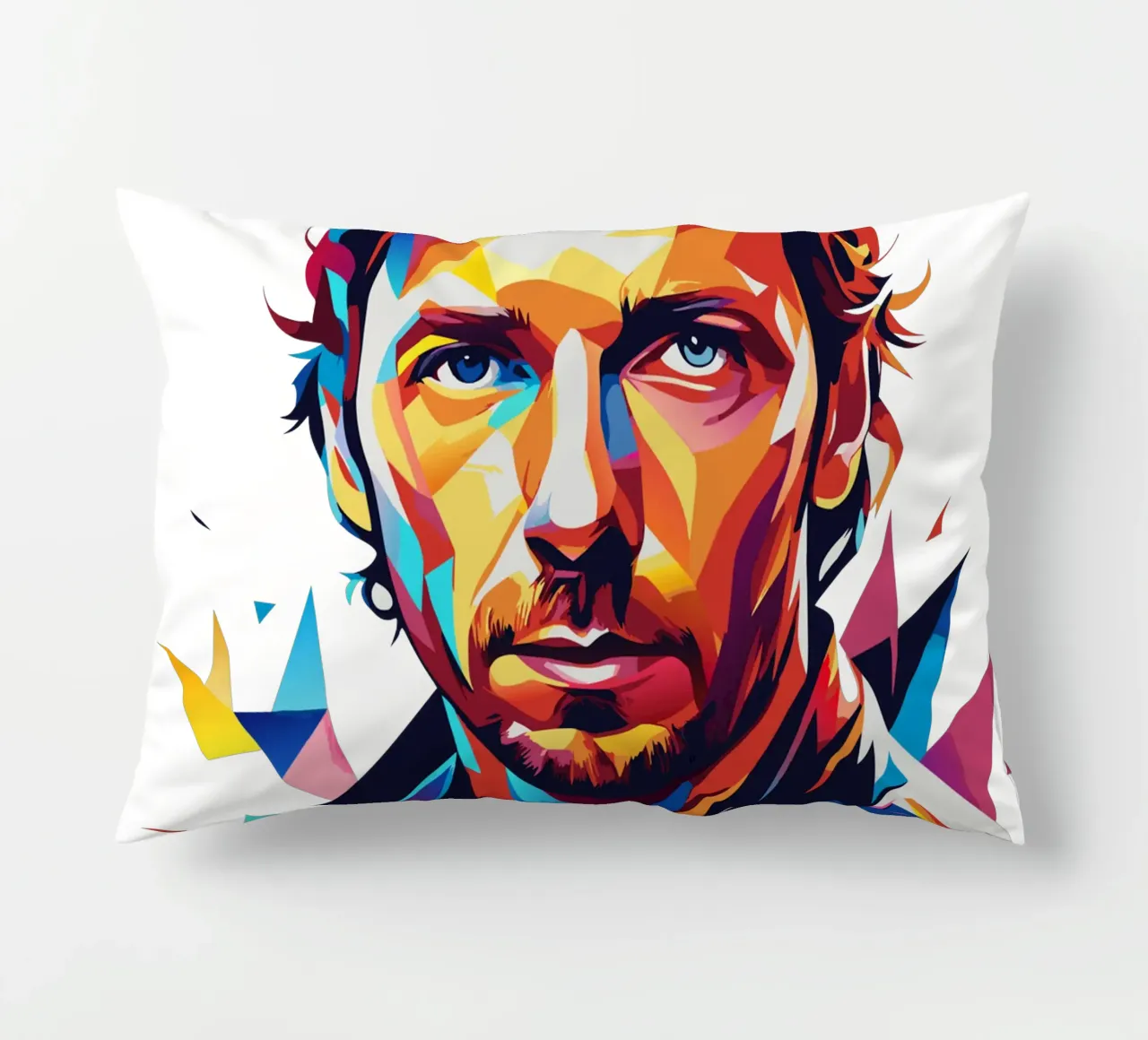 Chris Martin Portrait in WPAP Pop Art cuscino da vectorartnesia