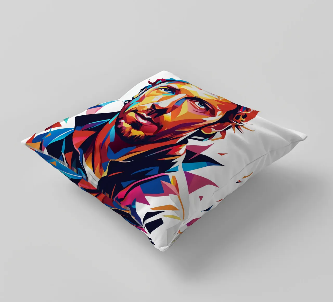 Chris Martin Portrait in WPAP Pop Art cuscino da vectorartnesia