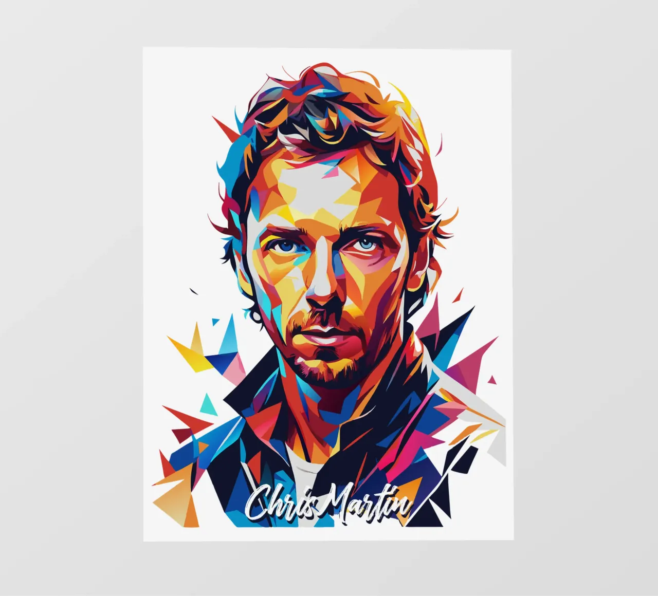 Chris Martin Portrait in WPAP Pop Art pellicola backlit da vectorartnesia