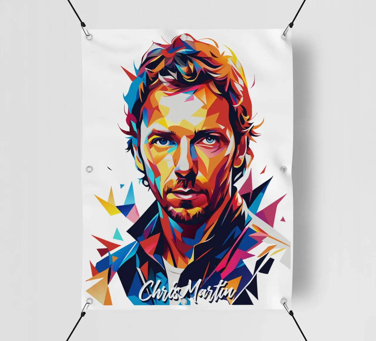 Chris Martin Portrait in WPAP Pop Art telo in pvc da vectorartnesia