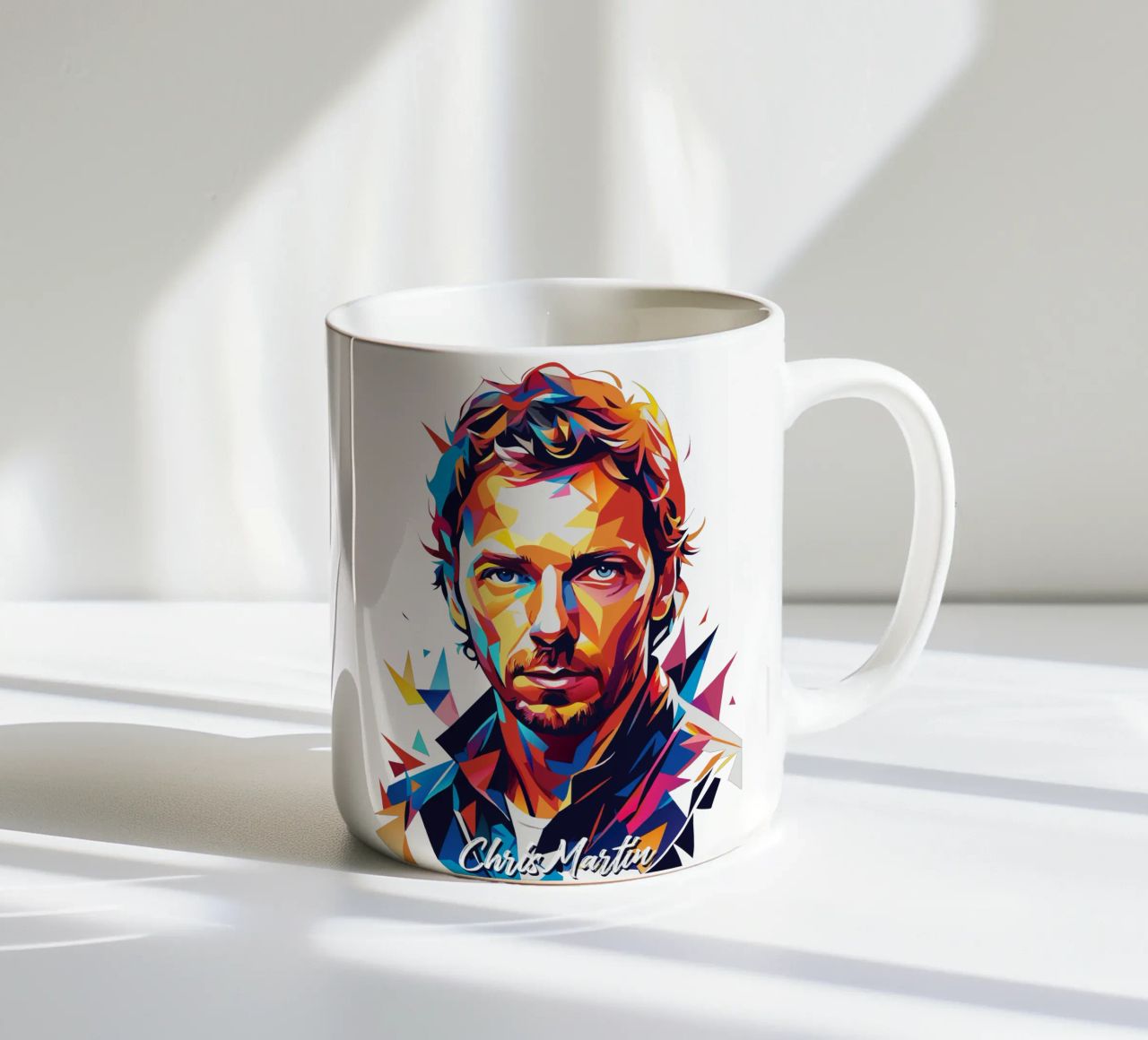 Chris Martin Portrait in WPAP Pop Art tazza in ceramica da vectorartnesia