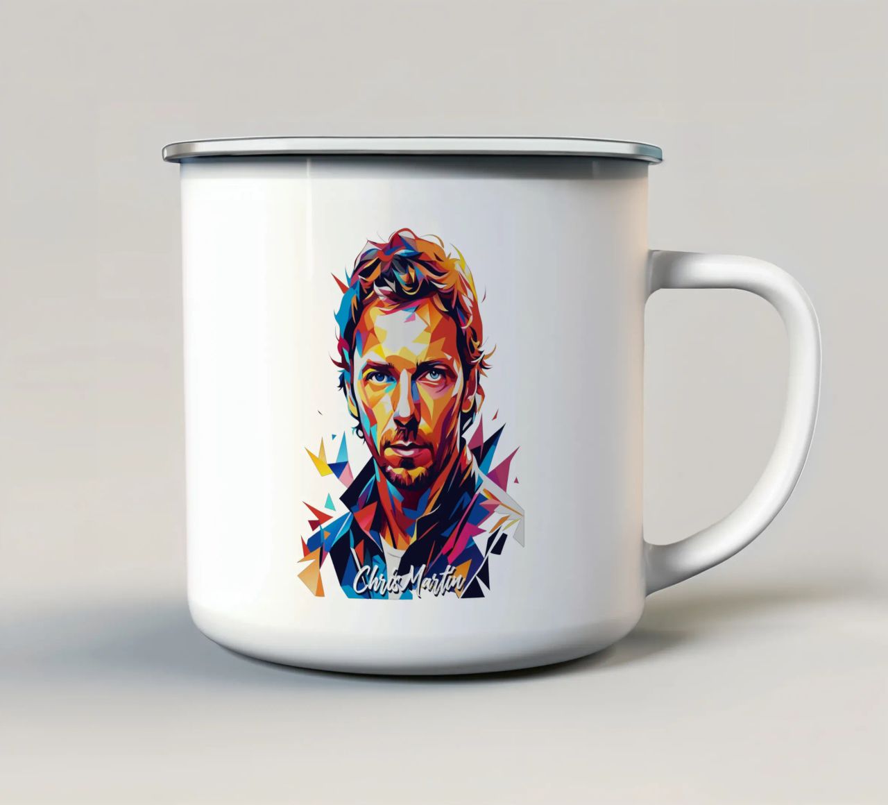 Chris Martin Portrait in WPAP Pop Art tazza in smalto da vectorartnesia