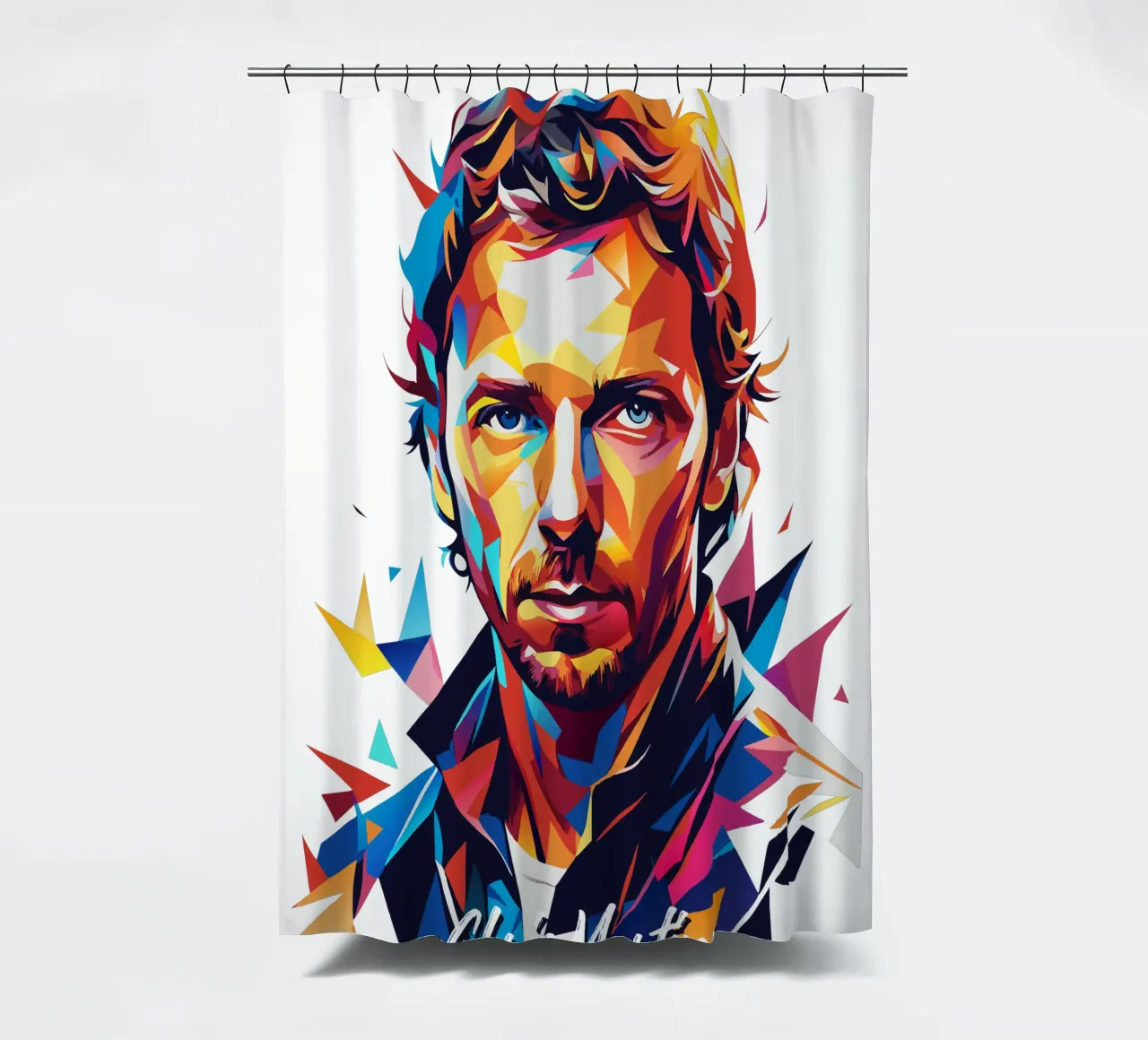 Chris Martin Portrait in WPAP Pop Art tenda da doccia da vectorartnesia