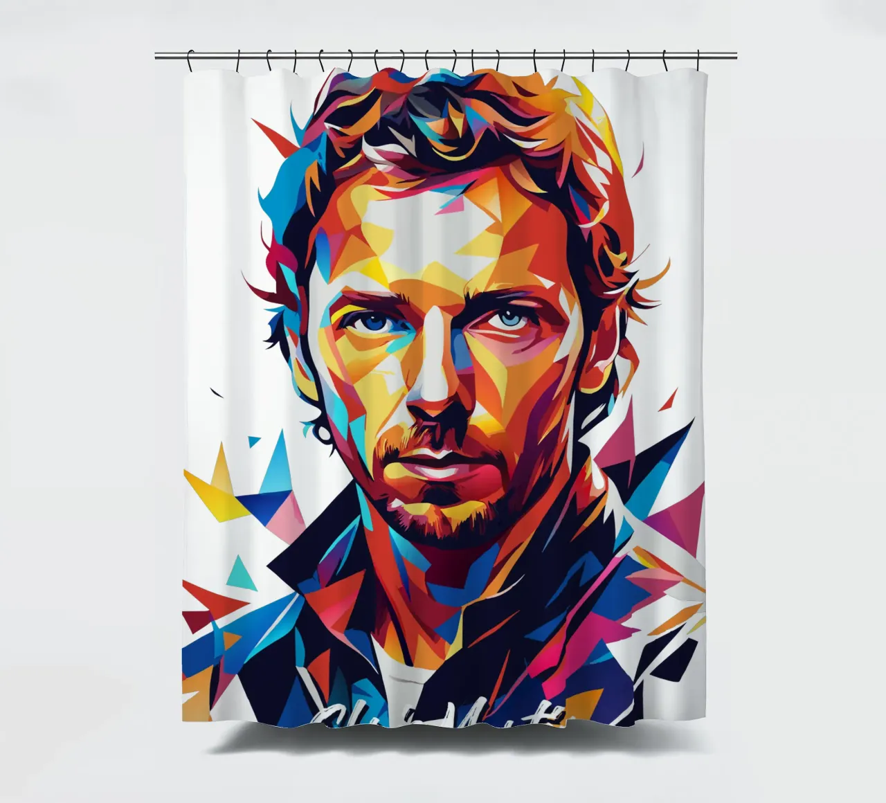 Chris Martin Portrait in WPAP Pop Art tenda da doccia da vectorartnesia