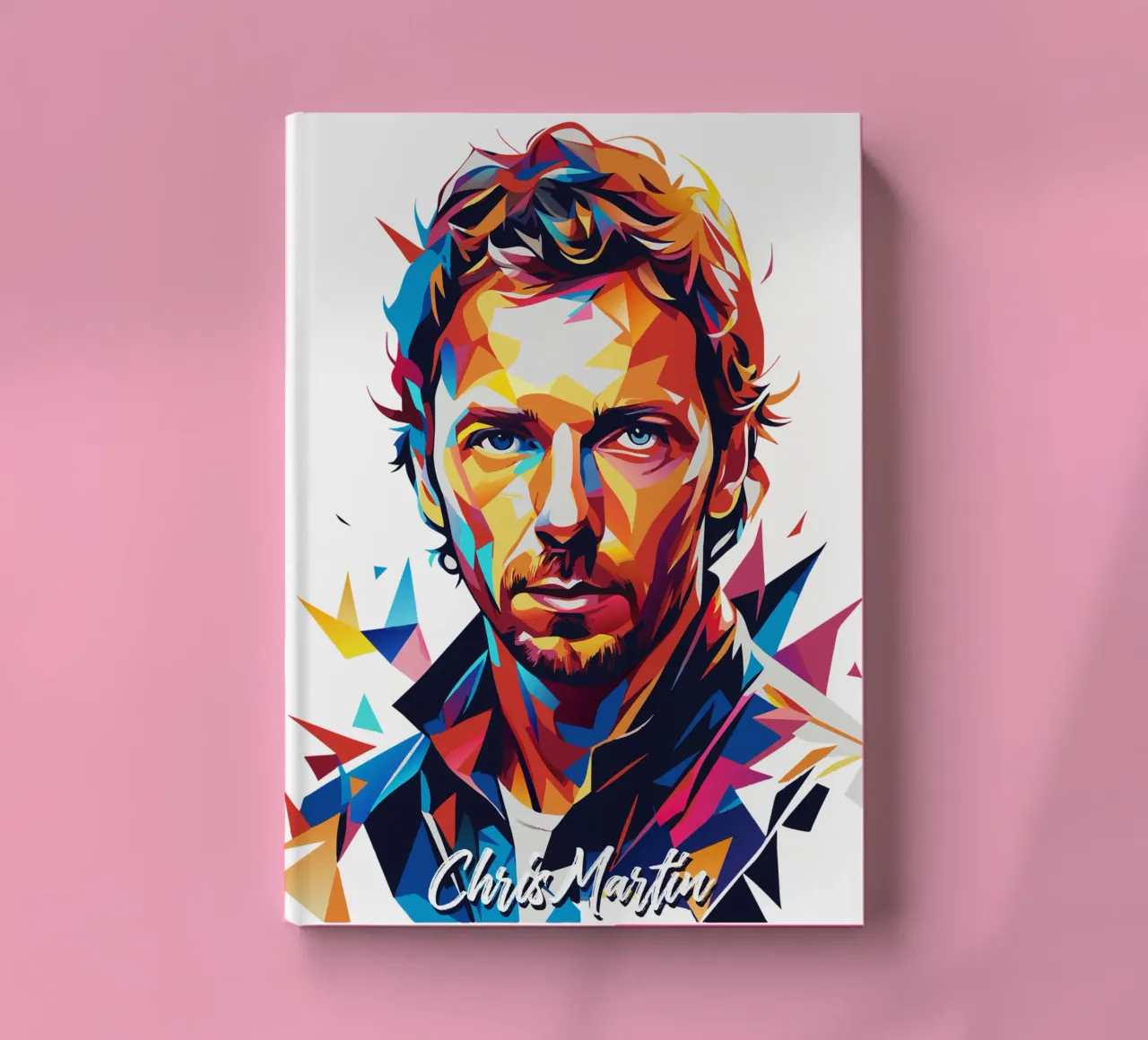 Chris Martin Portrait in WPAP Pop Art notebook by vectorartnesia