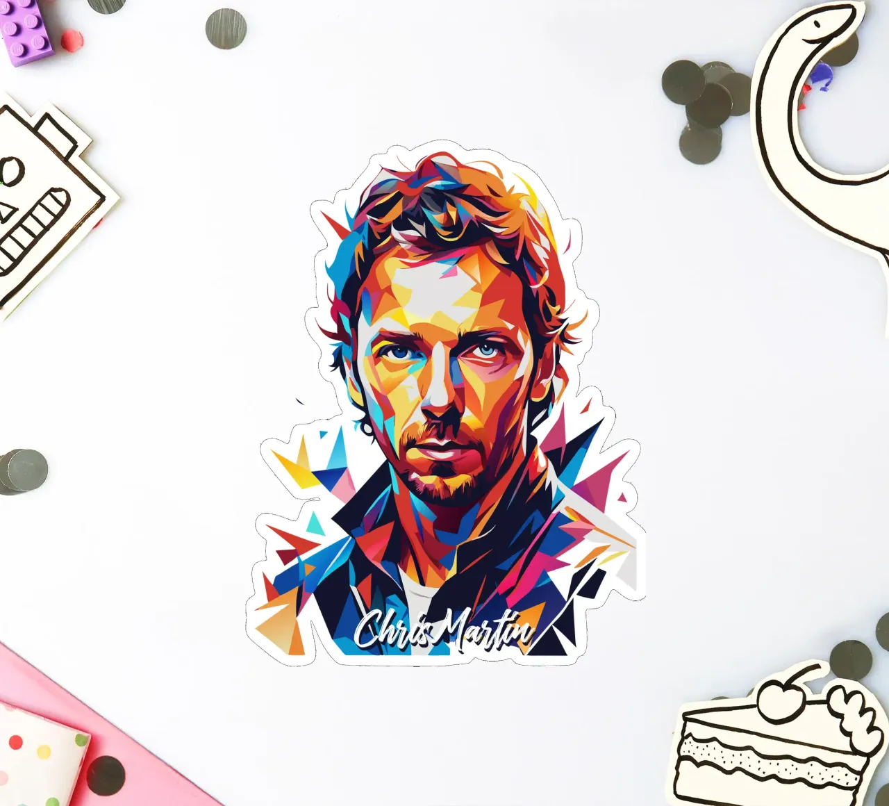 Chris Martin Portrait in WPAP Pop Art adesivo da vectorartnesia