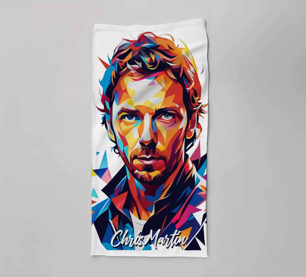 Chris Martin Portrait in WPAP Pop Art asciugamano da bagno da vectorartnesia