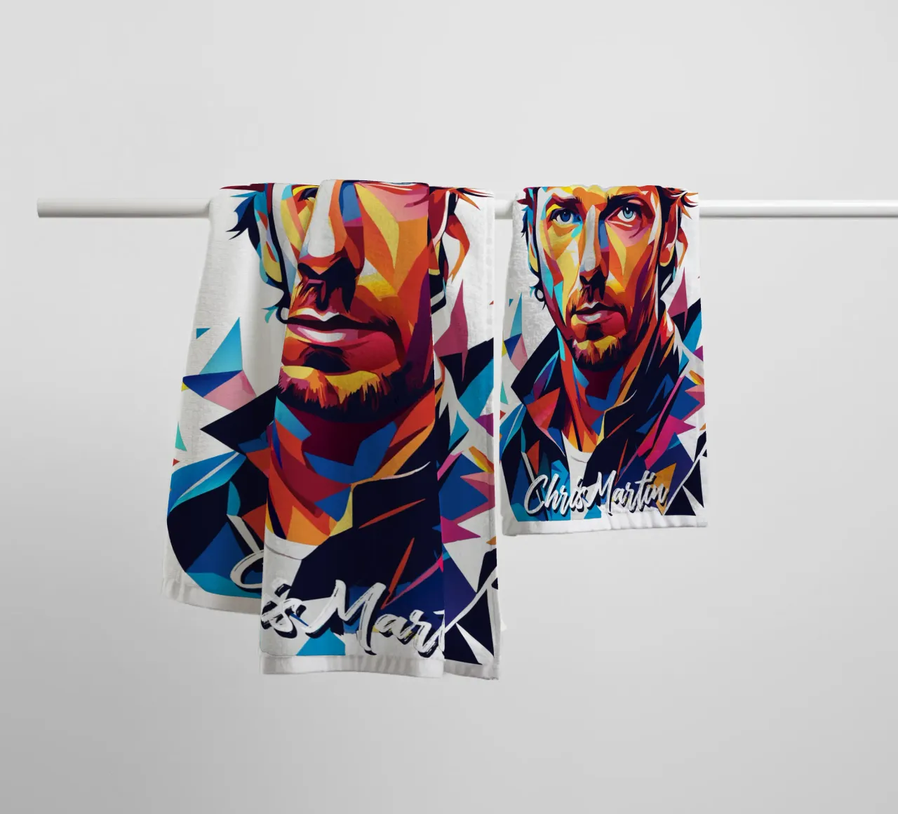 Chris Martin Portrait in WPAP Pop Art asciugamano da bagno da vectorartnesia