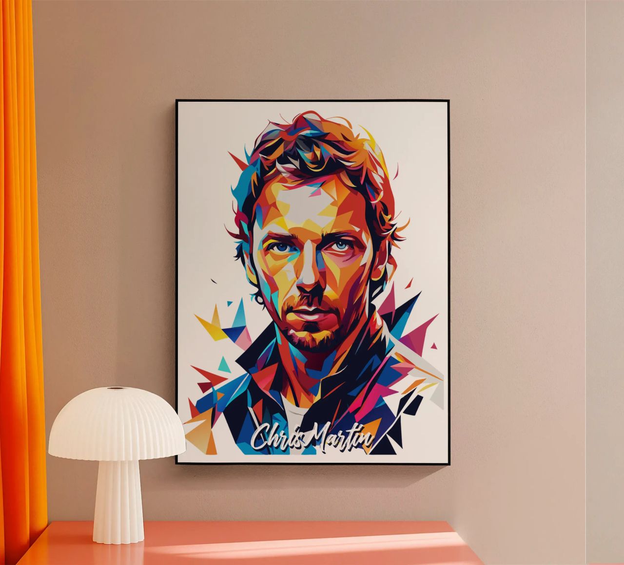 Chris Martin Portrait in WPAP Pop Art plexiglass da vectorartnesia