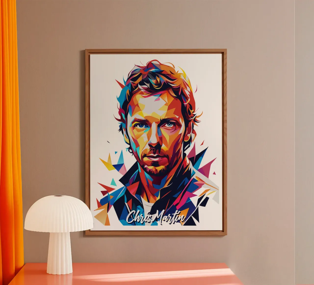Chris Martin Portrait in WPAP Pop Art alluminio dibond da vectorartnesia