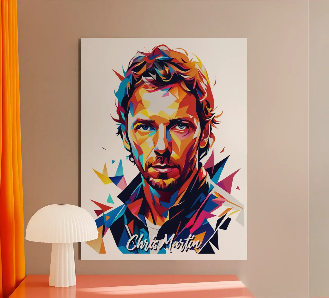 Chris Martin Portrait in WPAP Pop Art alluminio dibond da vectorartnesia