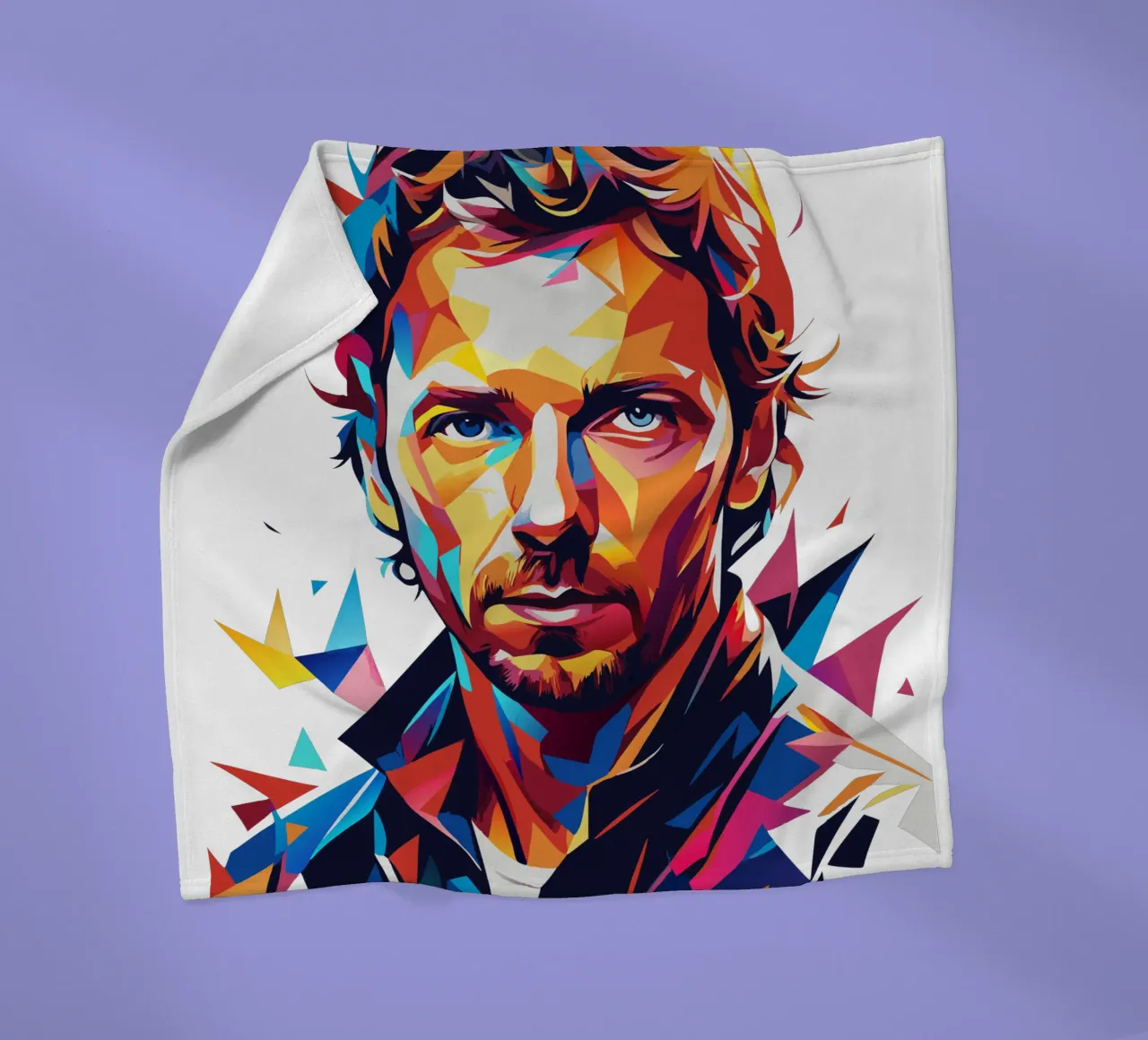 Chris Martin Portrait in WPAP Pop Art fleece blanket by vectorartnesia
