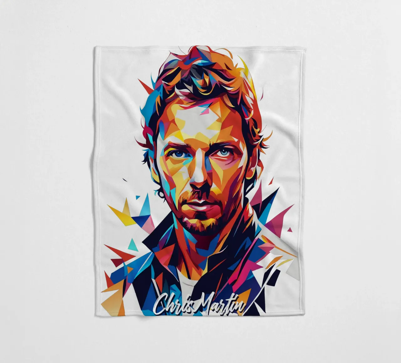 Chris Martin Portrait in WPAP Pop Art fleecedeken van vectorartnesia