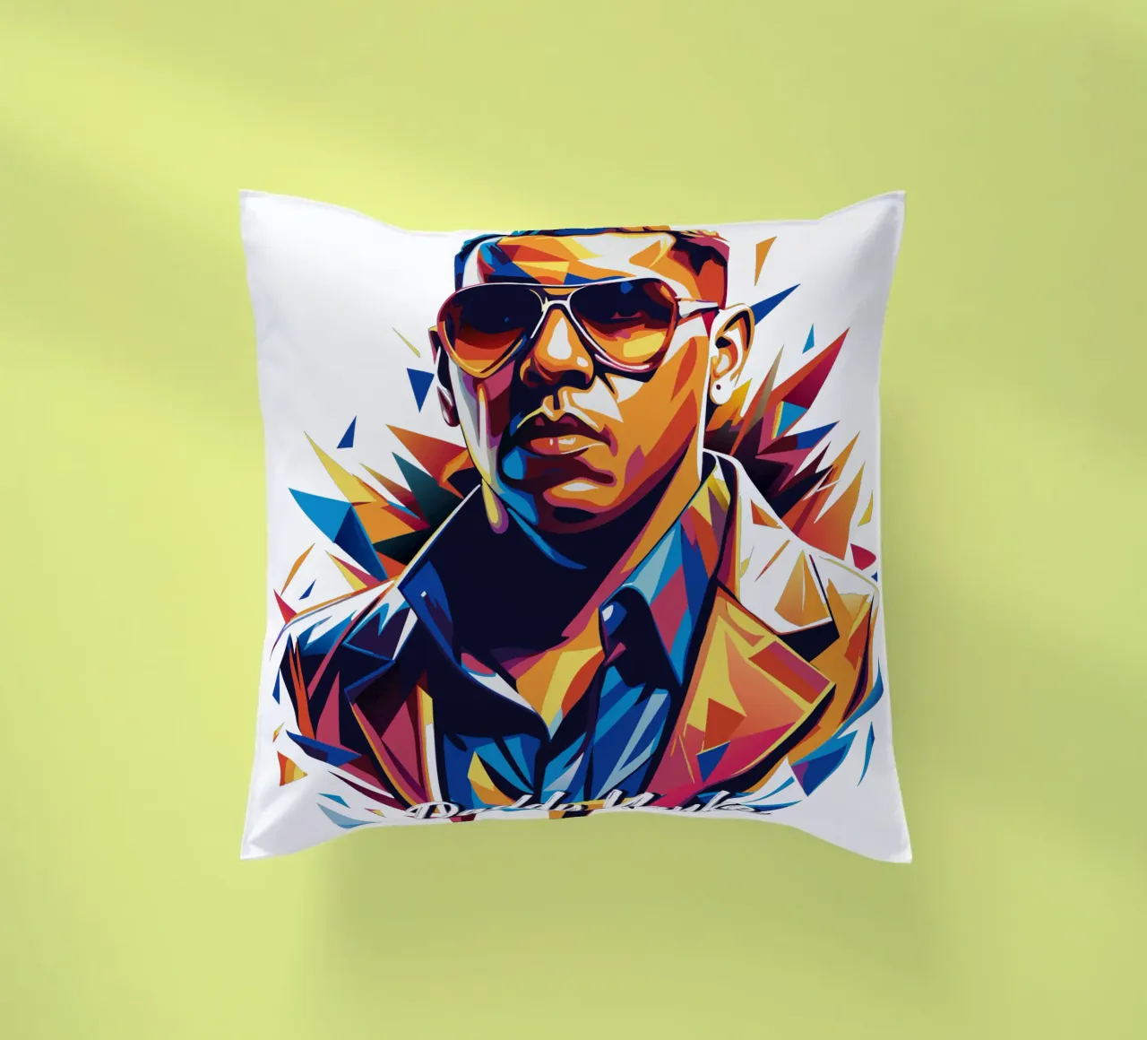Daddy Yanke Portrait in WPAP Pop Art Kissen von vectorartnesia