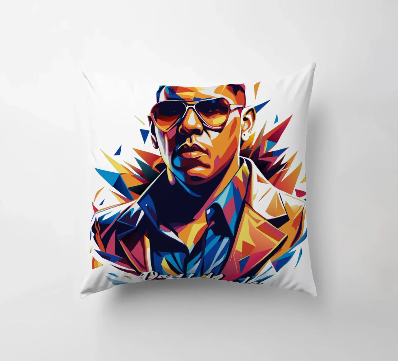 Daddy Yanke Portrait in WPAP Pop Art Kissen von vectorartnesia