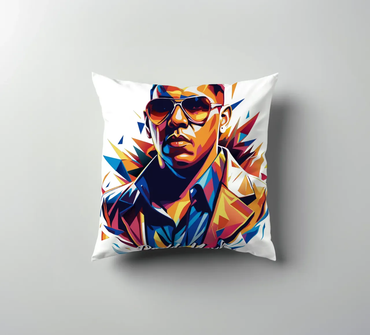 Daddy Yanke Portrait in WPAP Pop Art Kissen von vectorartnesia