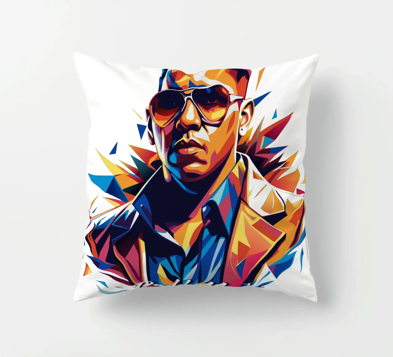 Daddy Yanke Portrait in WPAP Pop Art Kissen von vectorartnesia