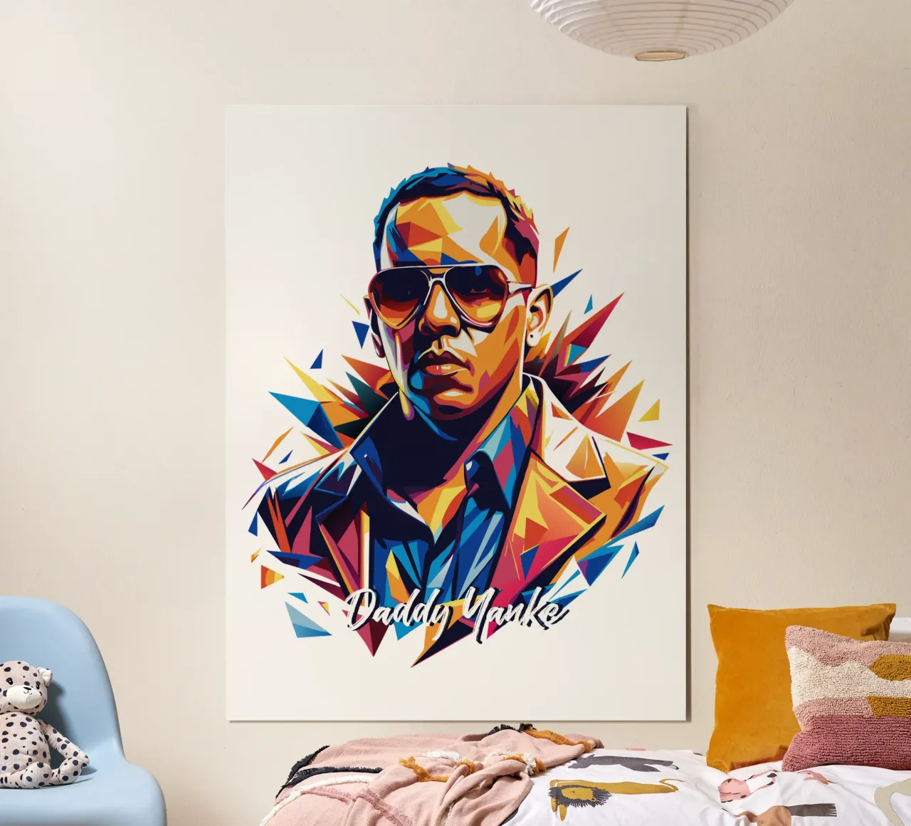 Daddy Yanke Portrait in WPAP Pop Art poster con telaio in plastica da vectorartnesia