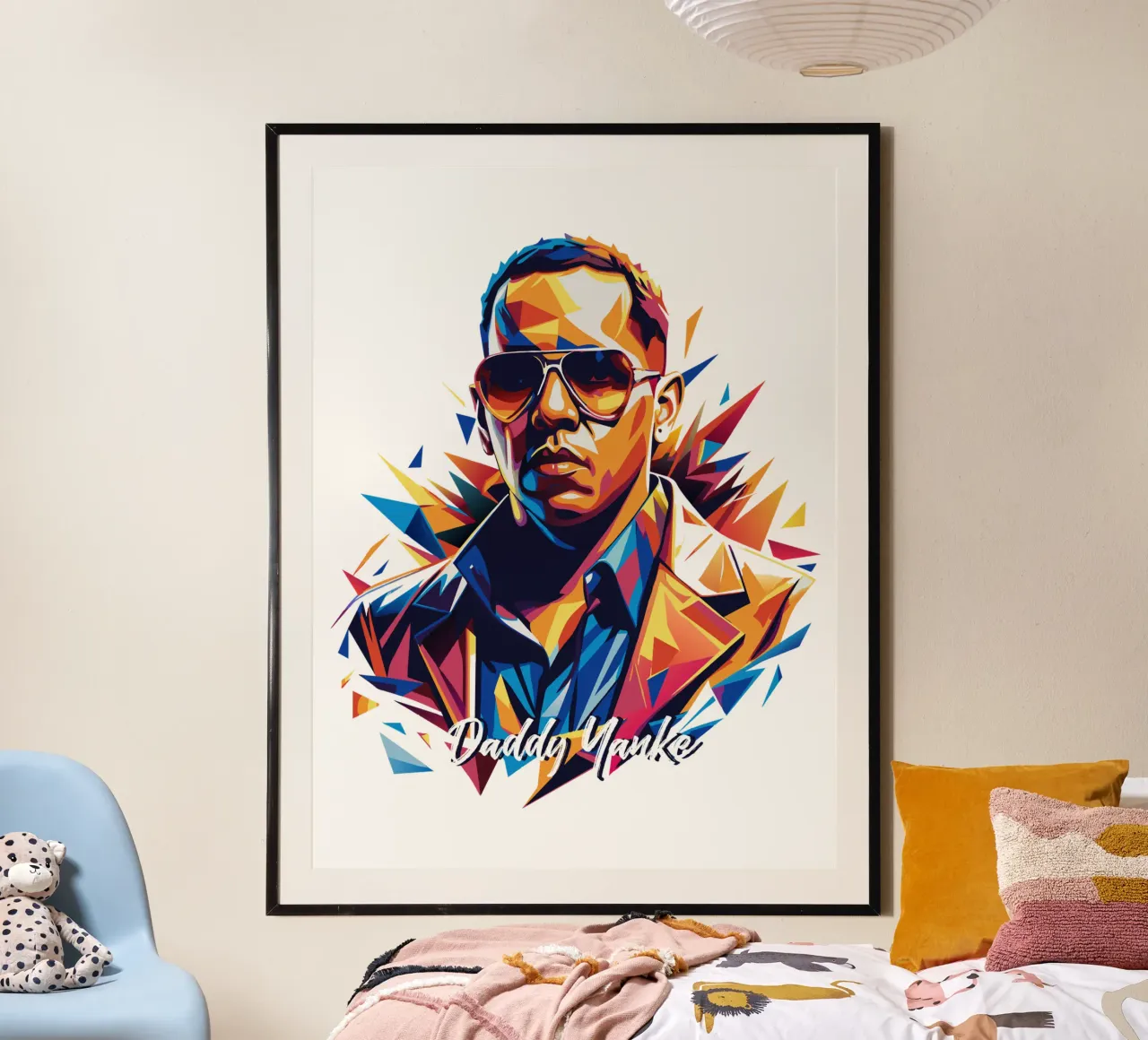 Daddy Yanke Portrait in WPAP Pop Art poster con telaio in plastica da vectorartnesia