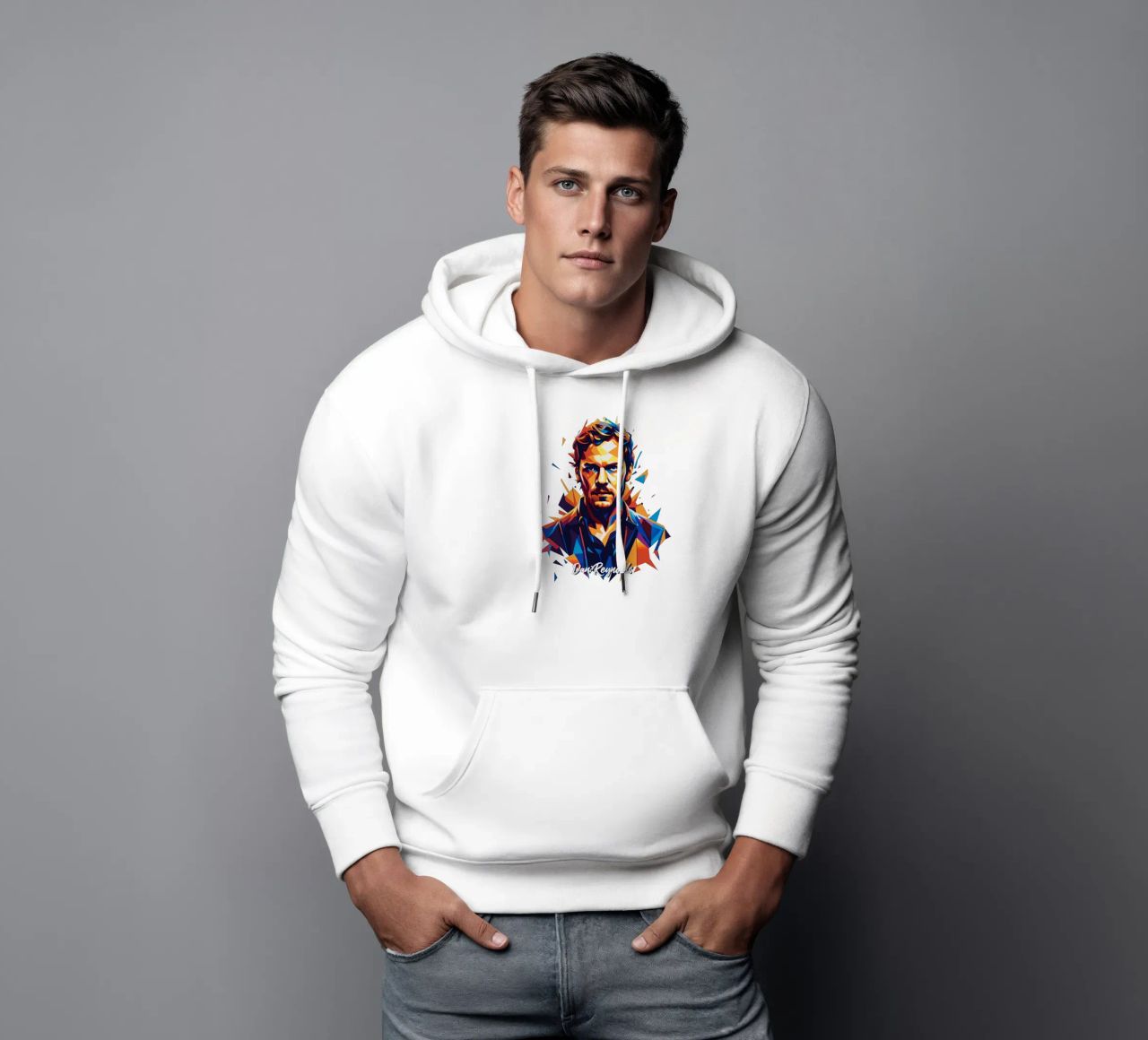 Dan Reynolds Portrait in WPAP Pop Art felpa con cappuccio da vectorartnesia