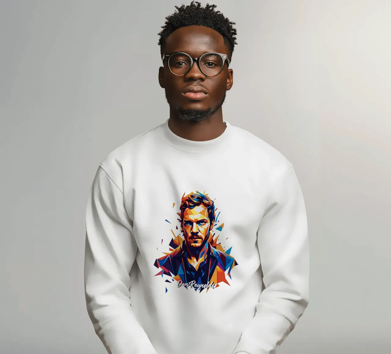 Dan Reynolds Portrait in WPAP Pop Art Sweatshirt von vectorartnesia