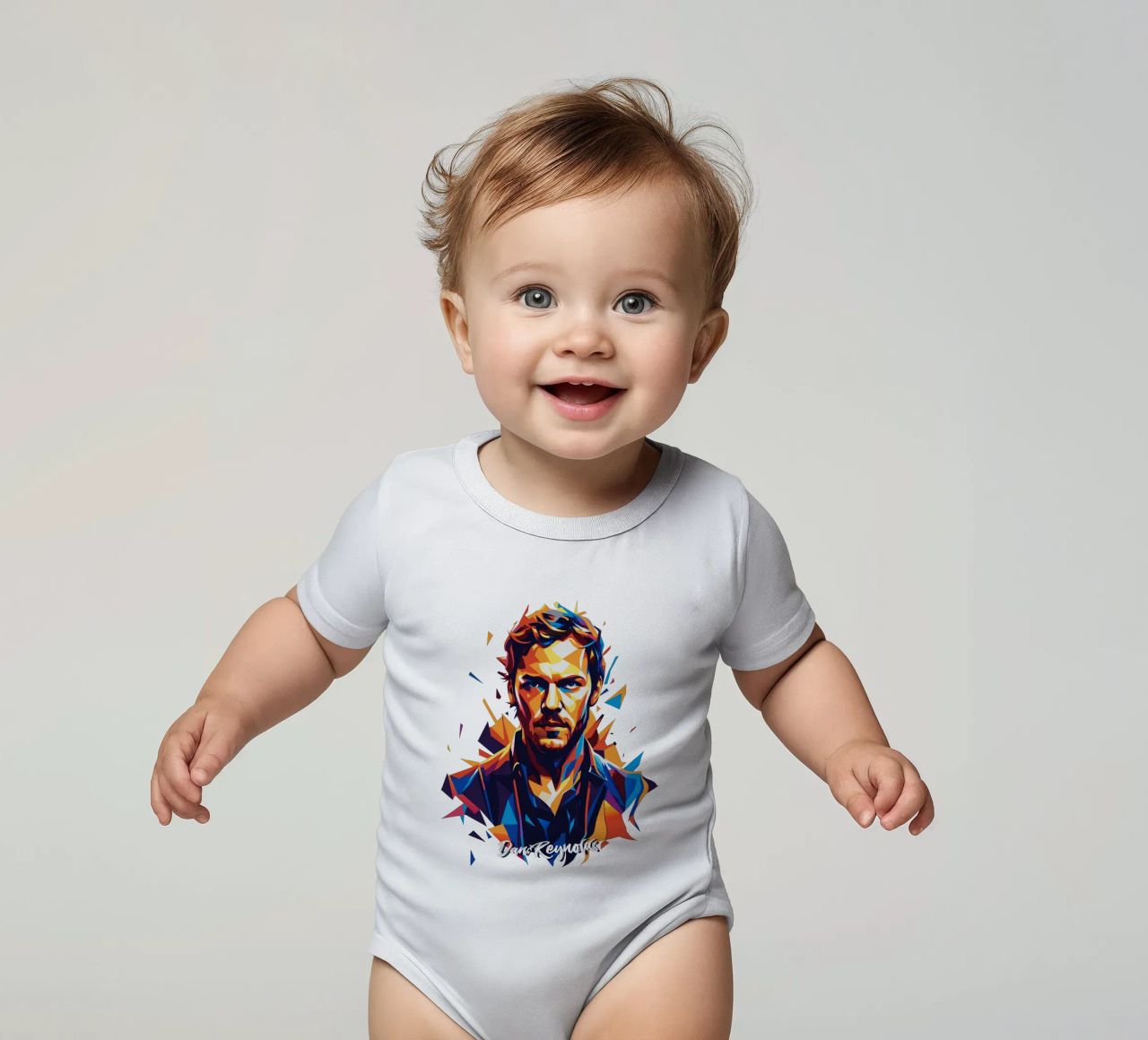 Dan Reynolds Portrait in WPAP Pop Art body neonato maniche corte da vectorartnesia