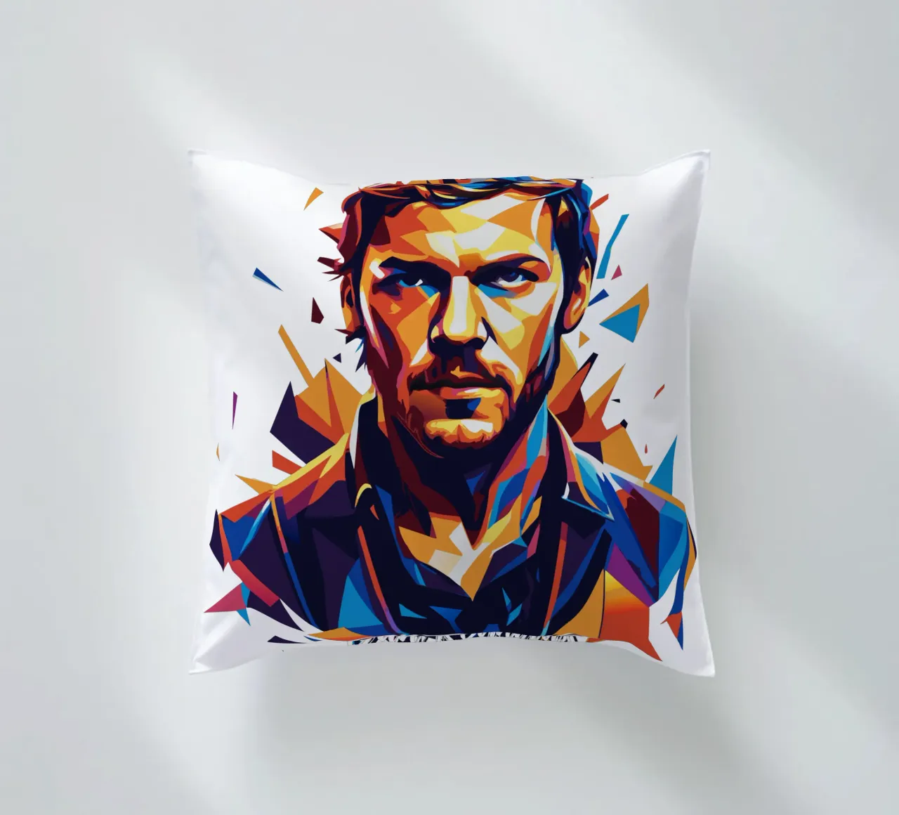 Dan Reynolds Portrait in WPAP Pop Art cuscino da vectorartnesia