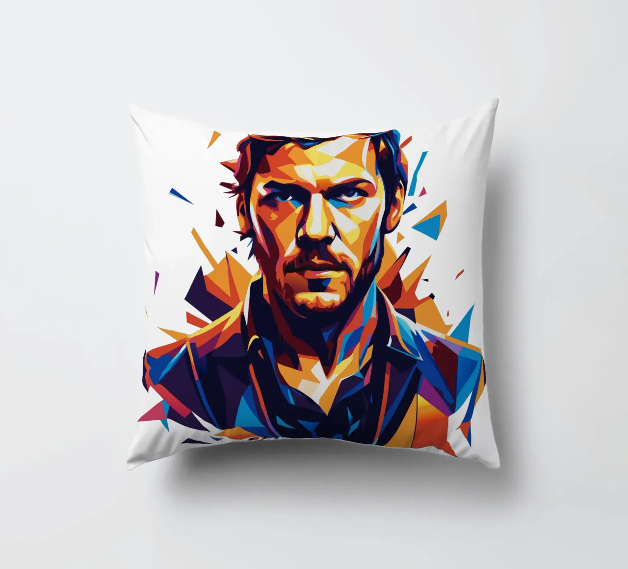 Dan Reynolds Portrait in WPAP Pop Art cuscino da vectorartnesia