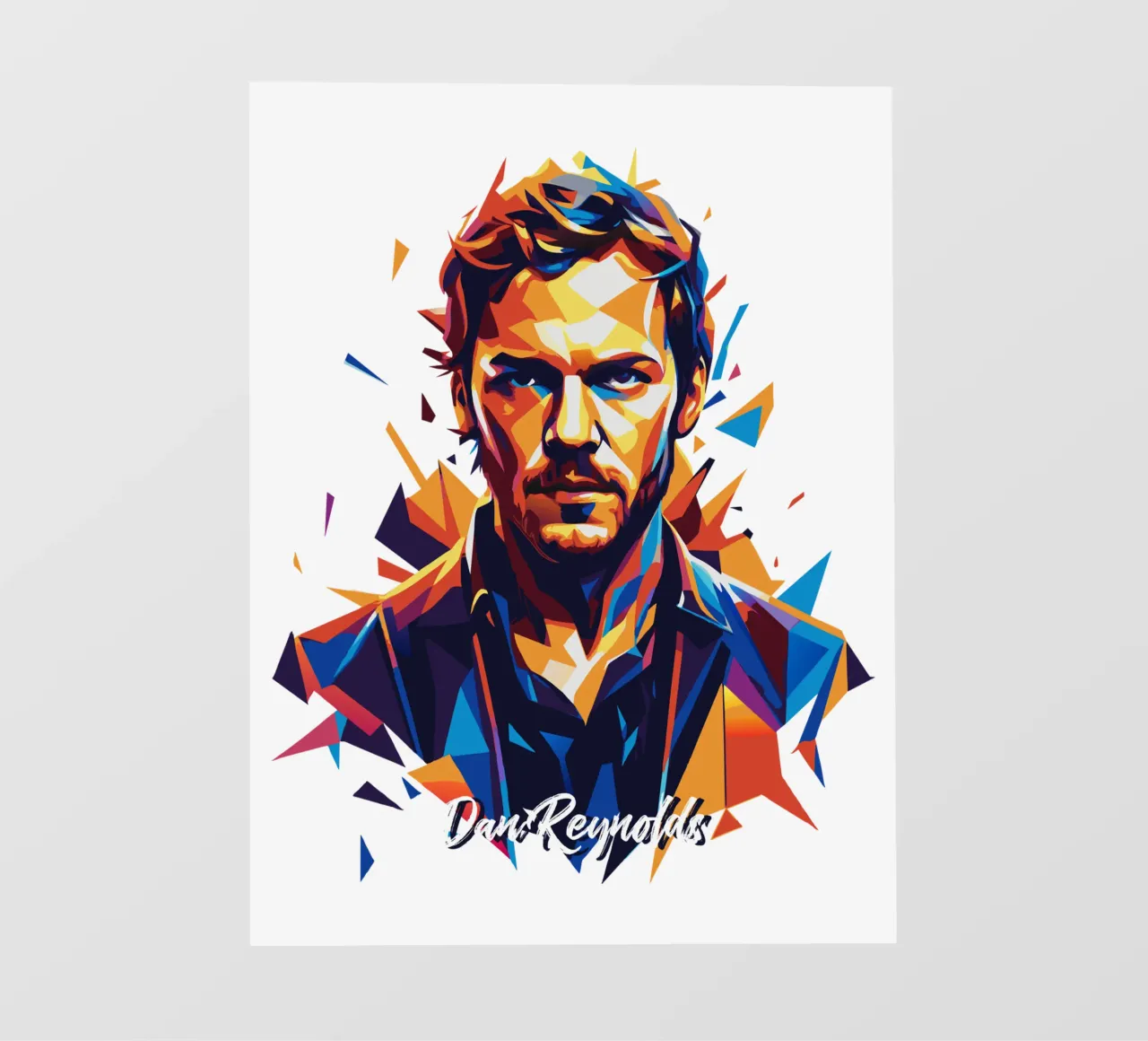 Dan Reynolds Portrait in WPAP Pop Art pellicola backlit da vectorartnesia