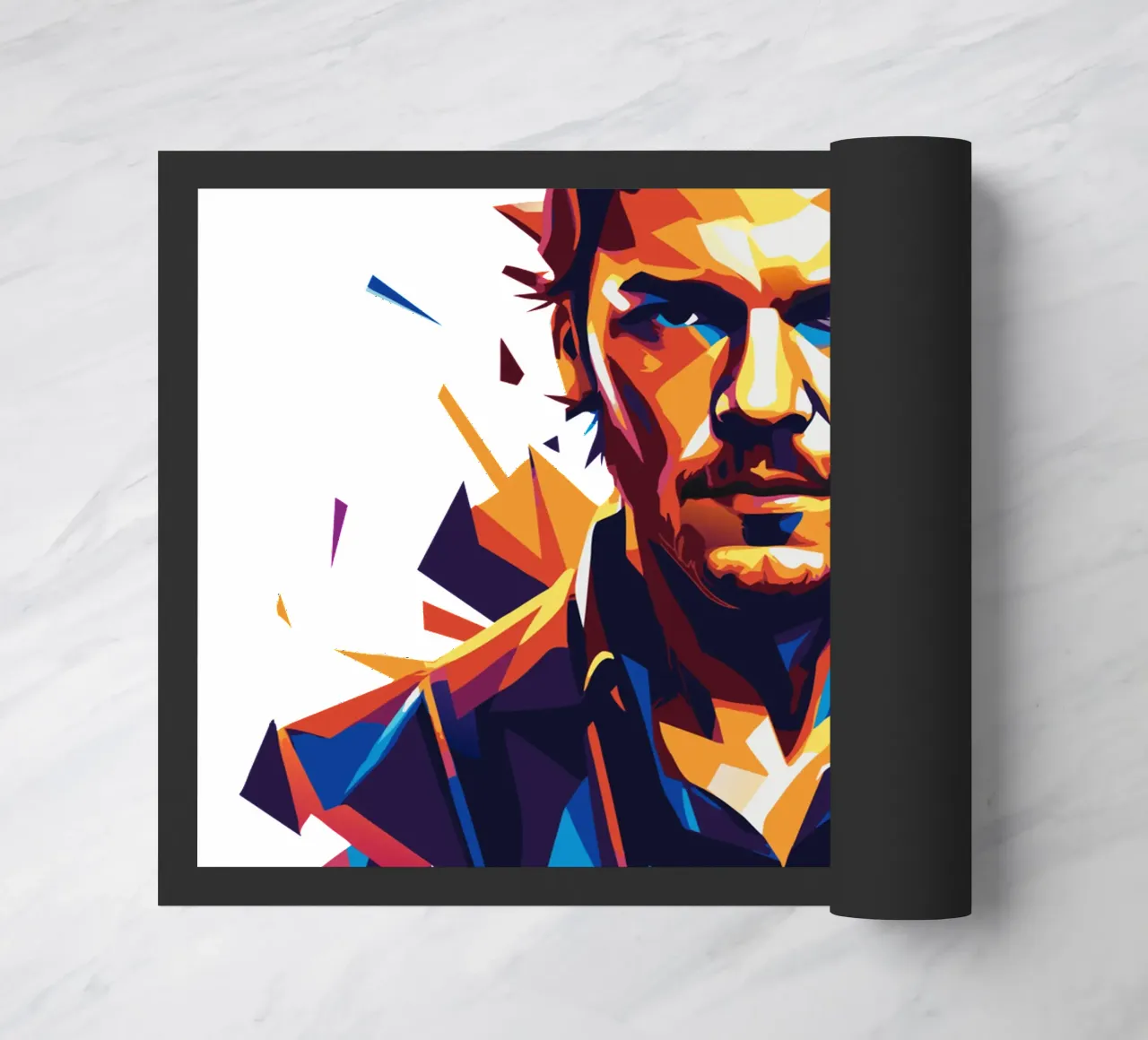 Dan Reynolds Portrait in WPAP Pop Art Fußmatte von vectorartnesia