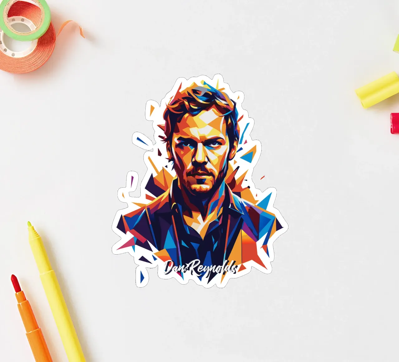 Dan Reynolds Portrait in WPAP Pop Art adesivo da vectorartnesia