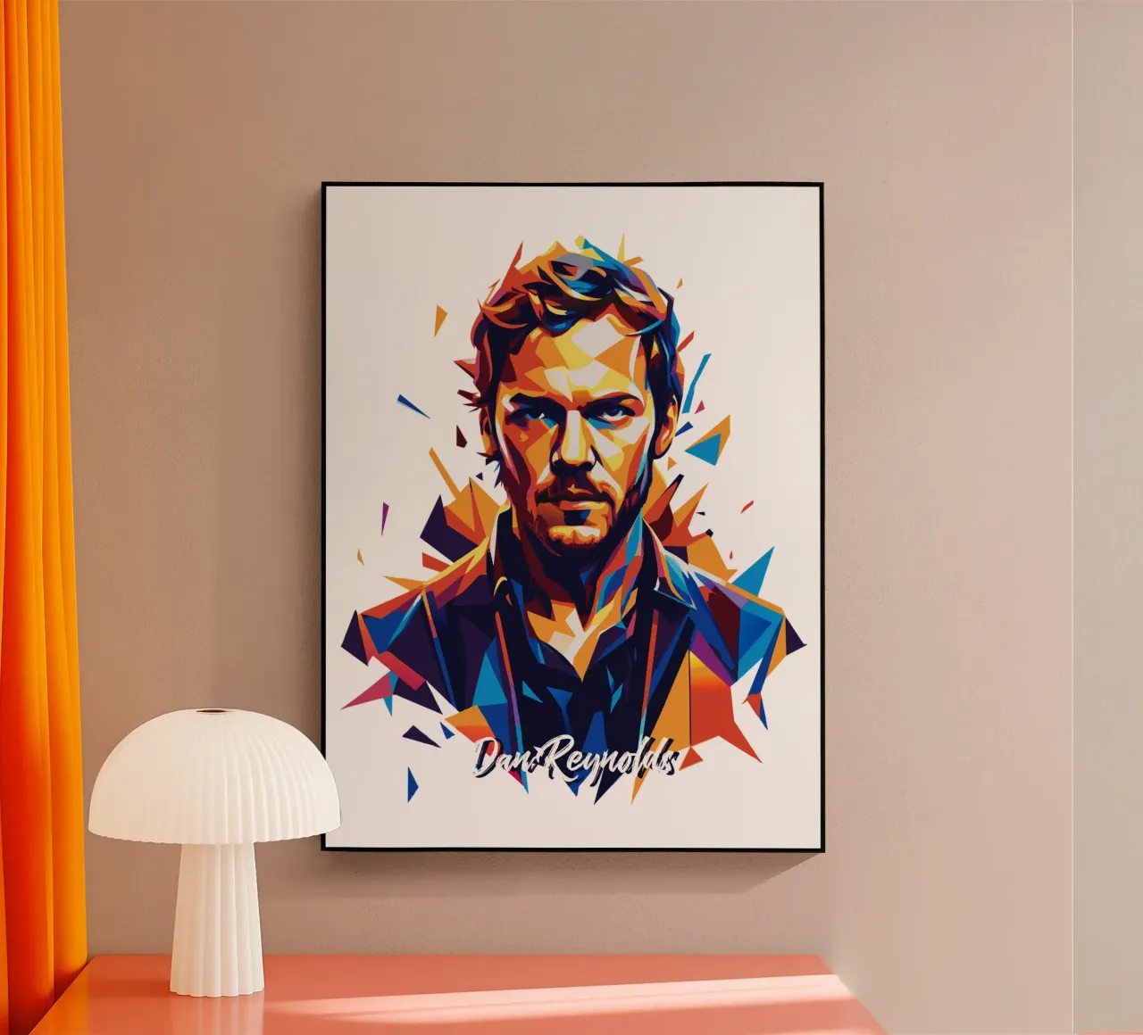 Dan Reynolds Portrait in WPAP Pop Art metacrilato de vectorartnesia