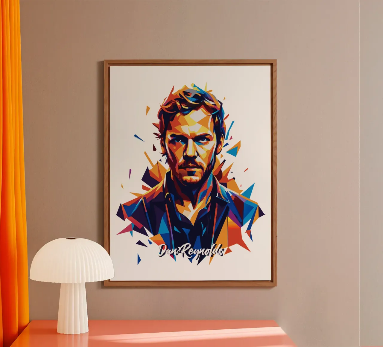 Dan Reynolds Portrait in WPAP Pop Art pannello forex da vectorartnesia