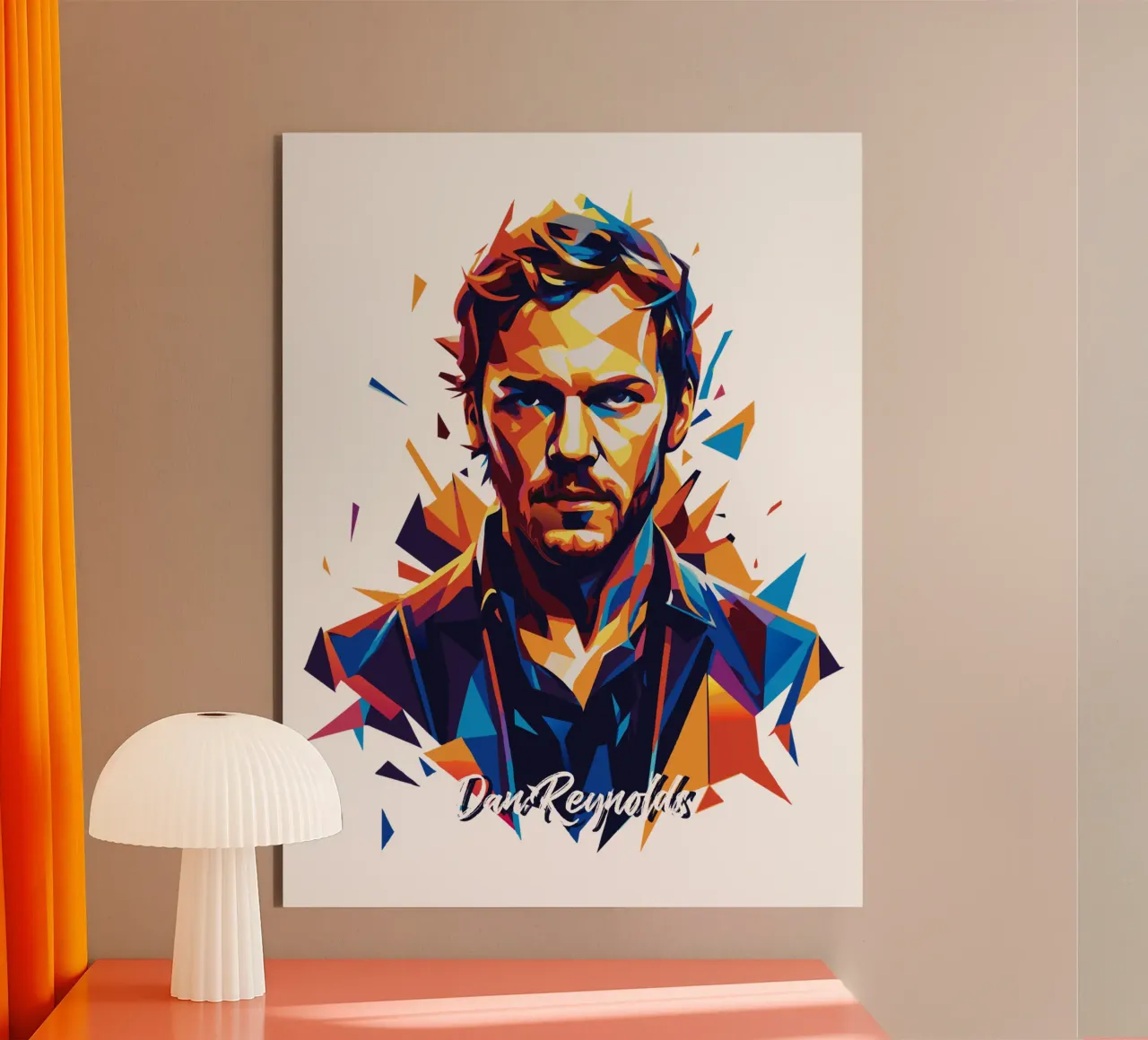 Dan Reynolds Portrait in WPAP Pop Art pannello forex da vectorartnesia