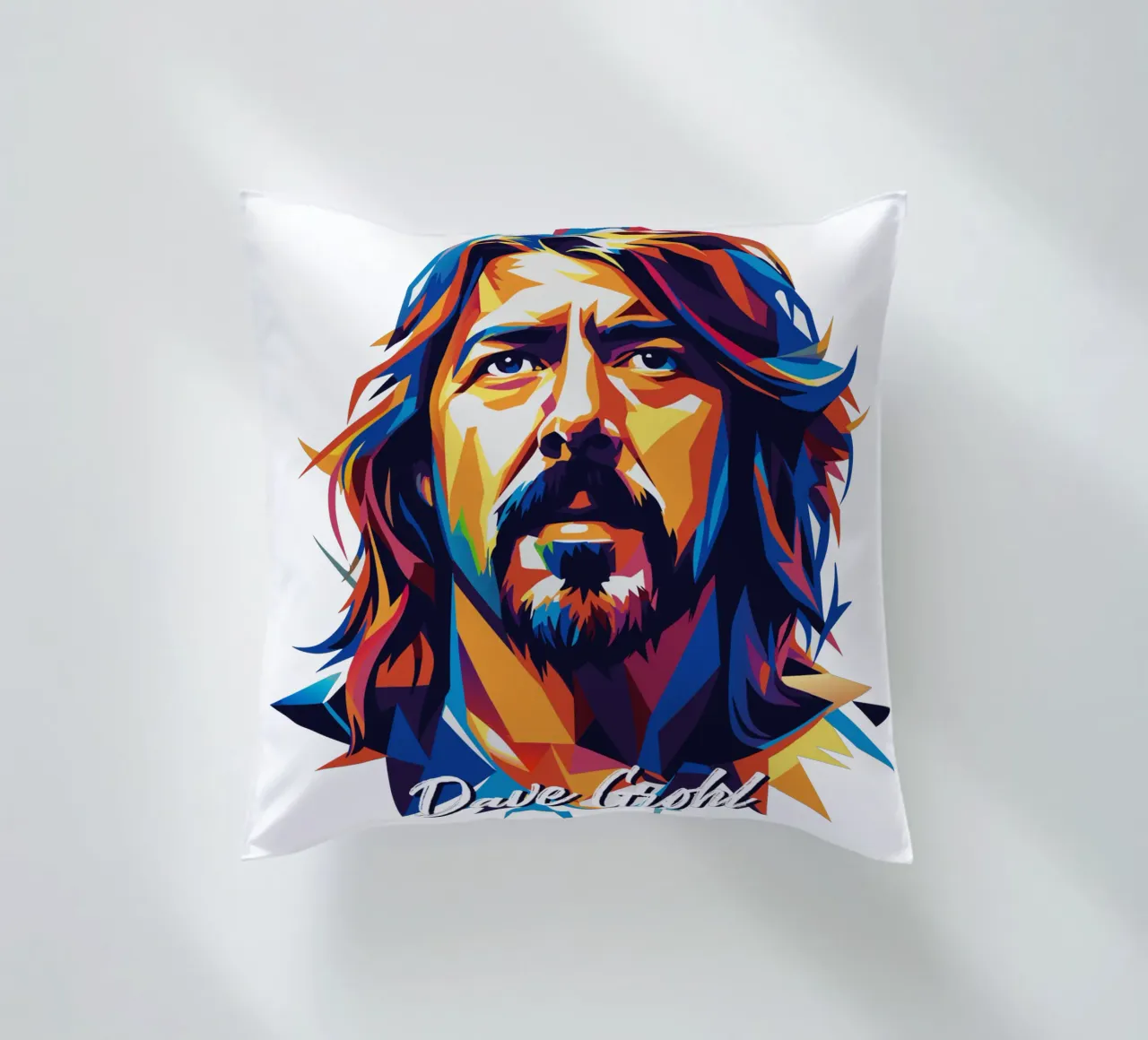 Dave Grohl Portrait in WPAP Pop Art cuscino da vectorartnesia