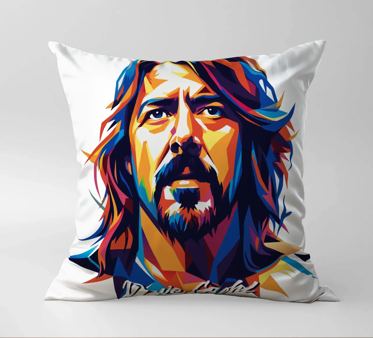 Dave Grohl Portrait in WPAP Pop Art cuscino da vectorartnesia