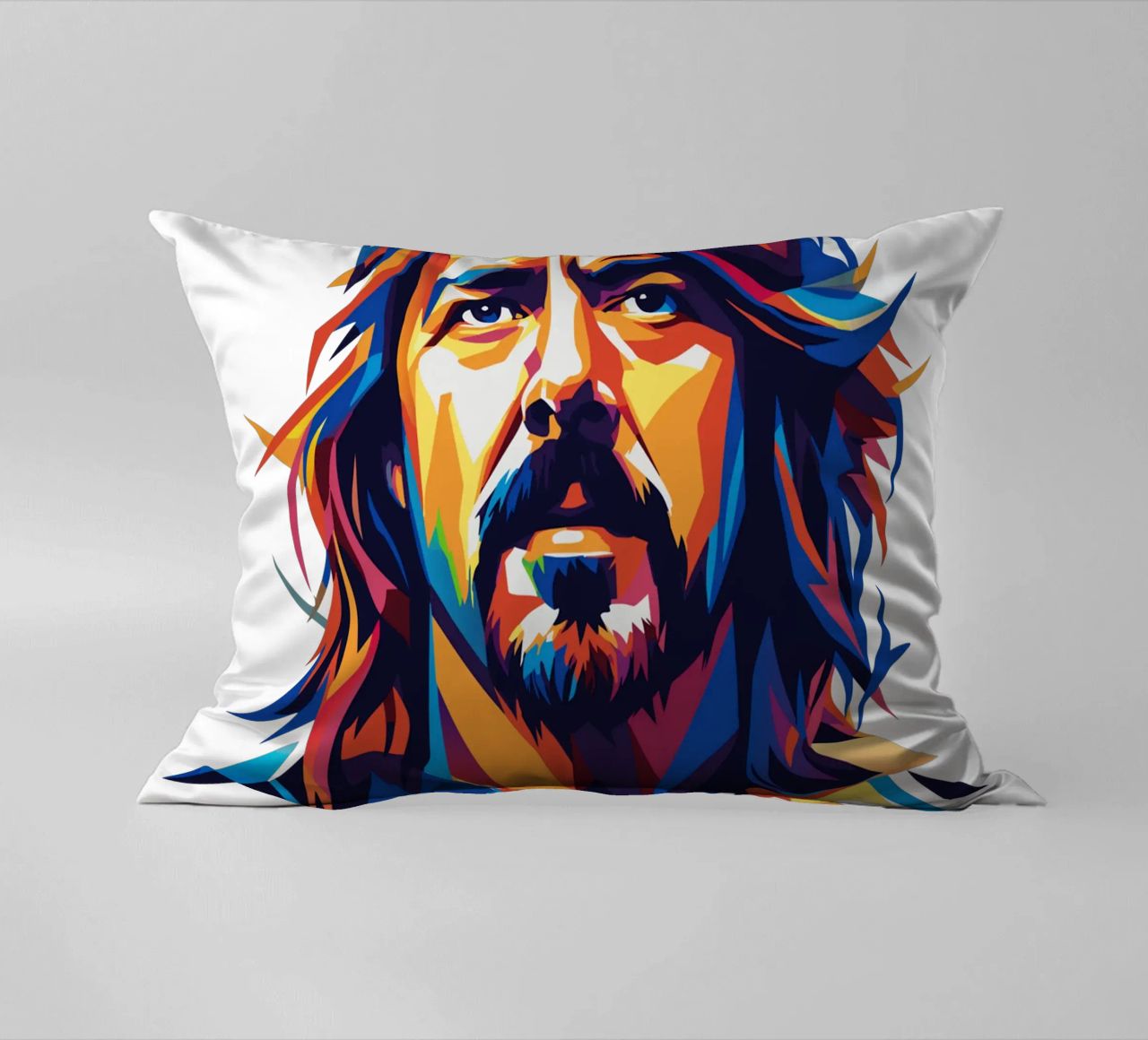 Dave Grohl Portrait in WPAP Pop Art cuscino da vectorartnesia