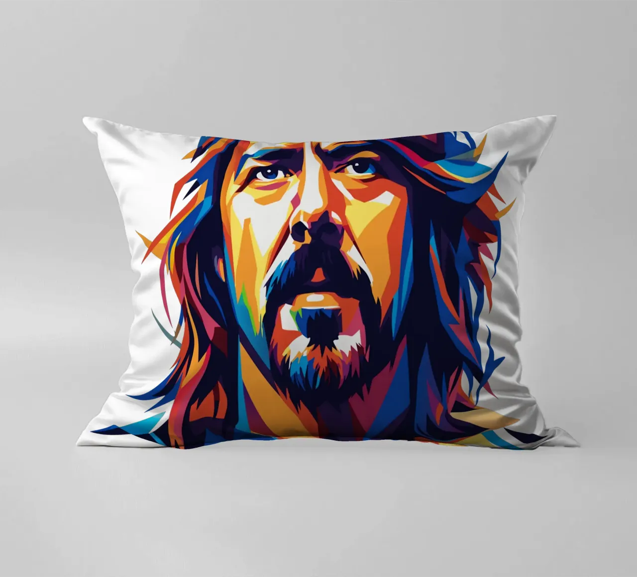 Dave Grohl Portrait in WPAP Pop Art cuscino da vectorartnesia
