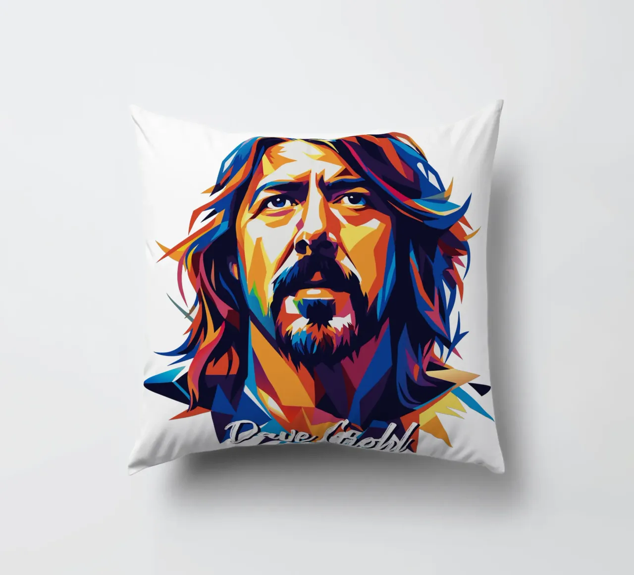 Dave Grohl Portrait in WPAP Pop Art cuscino da vectorartnesia