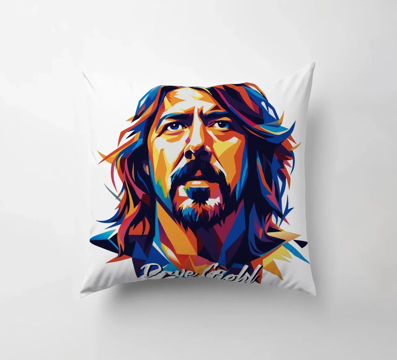 Dave Grohl Portrait in WPAP Pop Art cuscino da vectorartnesia
