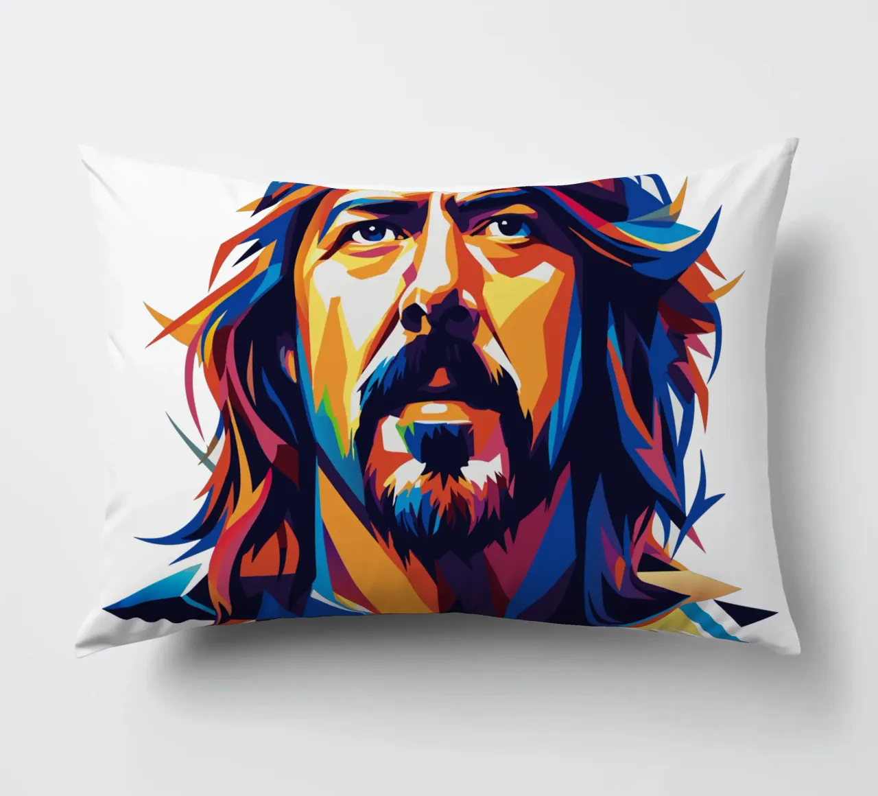 Dave Grohl Portrait in WPAP Pop Art Kissen von vectorartnesia