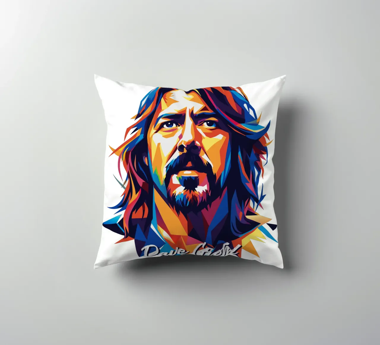 Dave Grohl Portrait in WPAP Pop Art cuscino da vectorartnesia