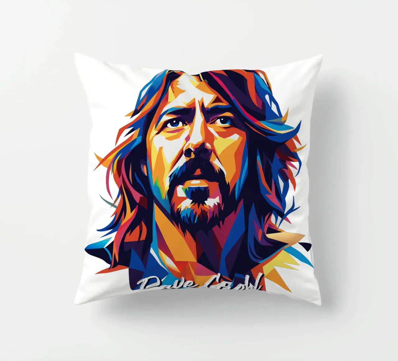 Dave Grohl Portrait in WPAP Pop Art cuscino da vectorartnesia