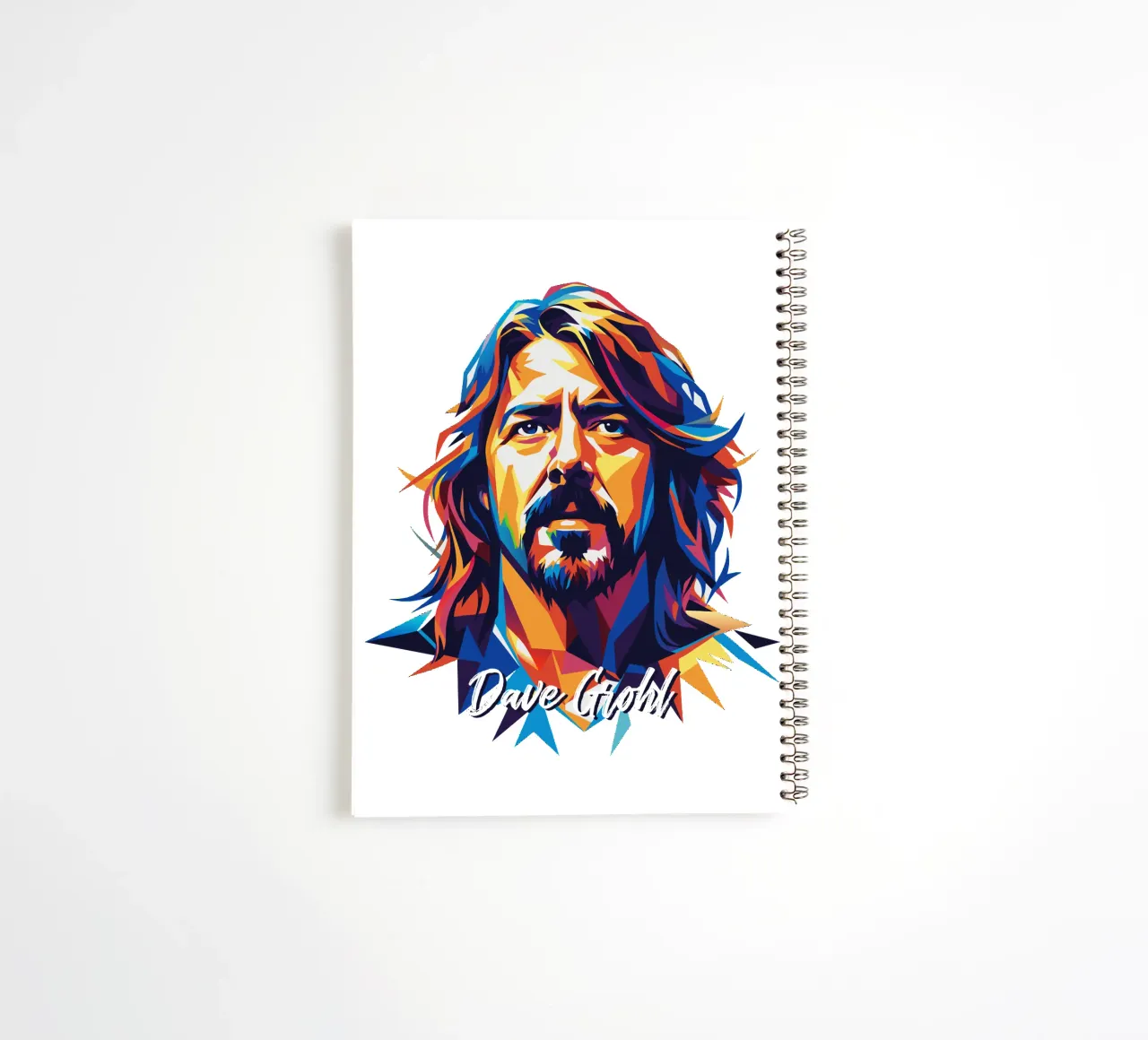 Dave Grohl Portrait in WPAP Pop Art spiral notebook by vectorartnesia