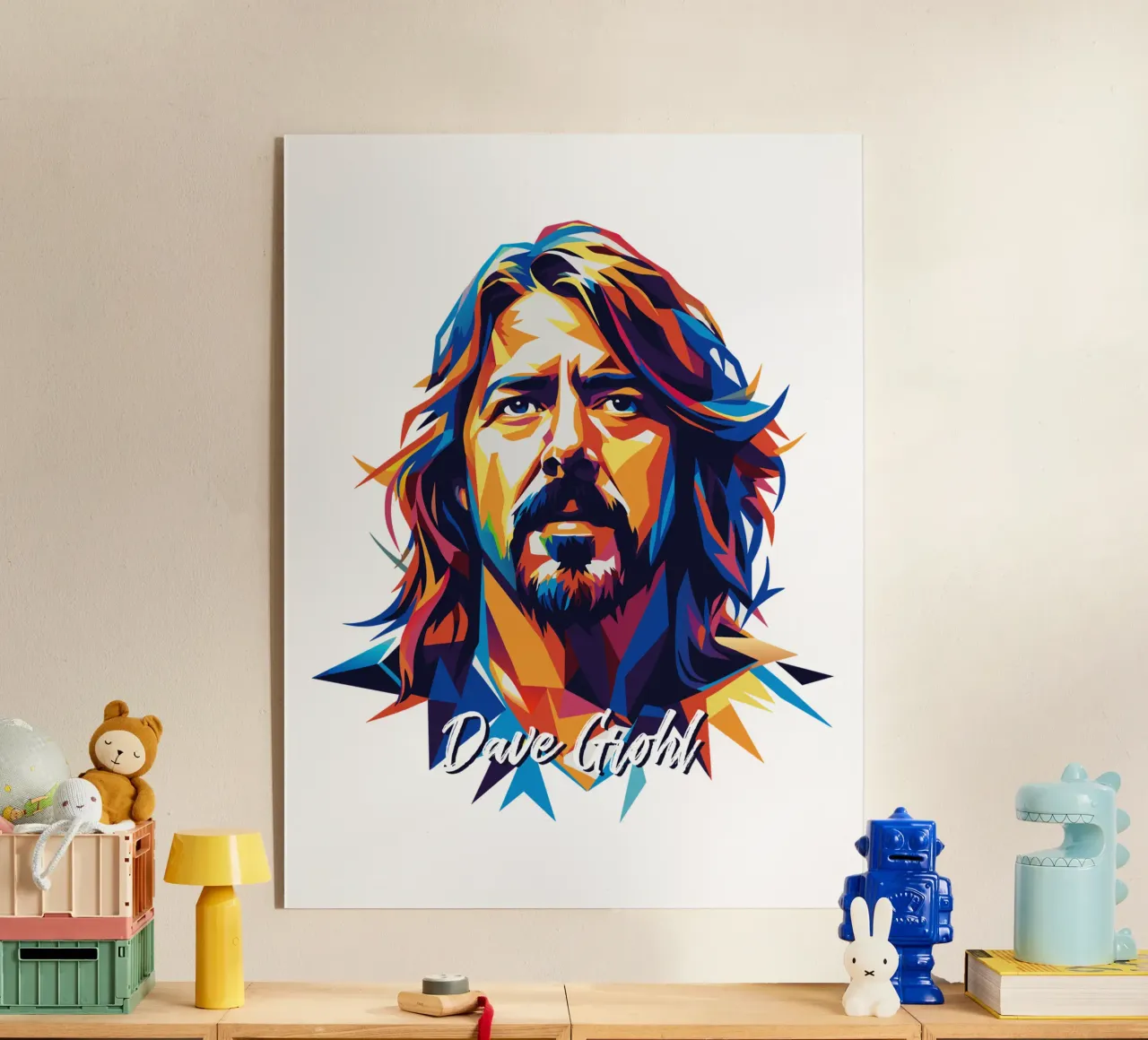 Dave Grohl Portrait in WPAP Pop Art metacrilato de vectorartnesia