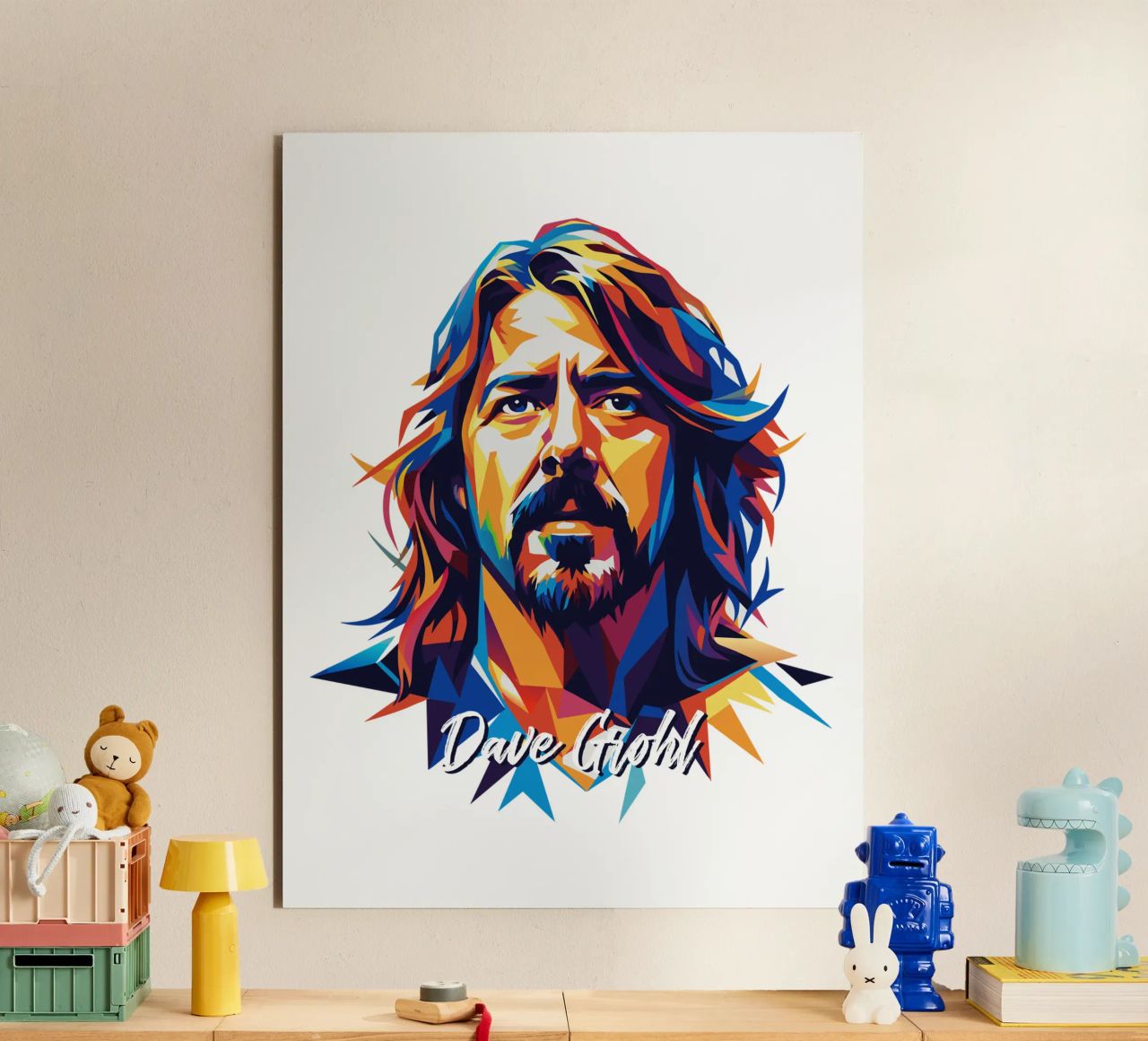Dave Grohl Portrait in WPAP Pop Art alluminio dibond da vectorartnesia