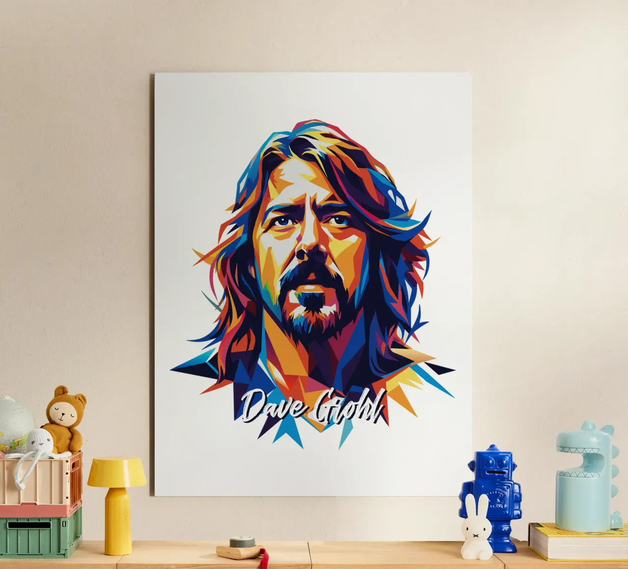 Dave Grohl Portrait in WPAP Pop Art pannello forex da vectorartnesia